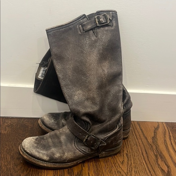 Distressed Leather Frye Riding Boots - Picture 4 of 5